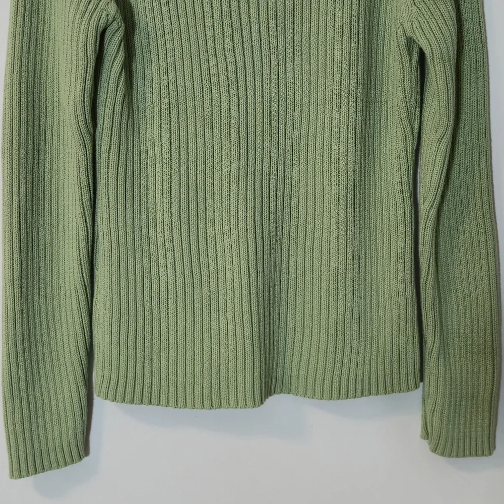 Reitmans XL Sage Green Ribbed Mock Neck Sweater Zipper Detail Soft Cotton Knit - Picture 9 of 12